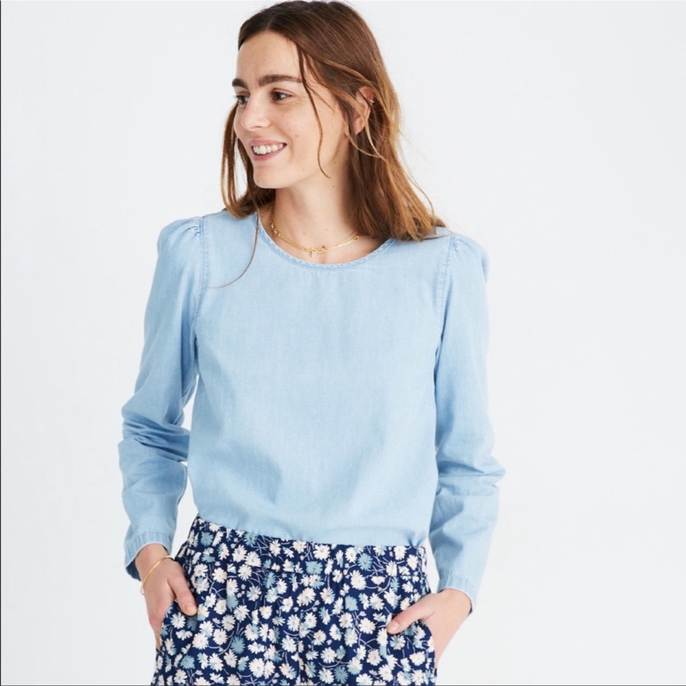 Madewell Denim Puff Sleeve Swing Shirt NEW Size XS